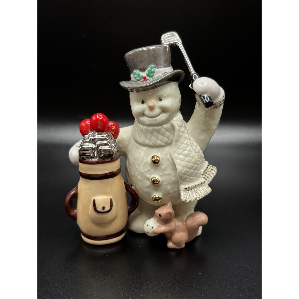 Lenox Holiday Snowman Figurine Christmas Golfing Porcelain